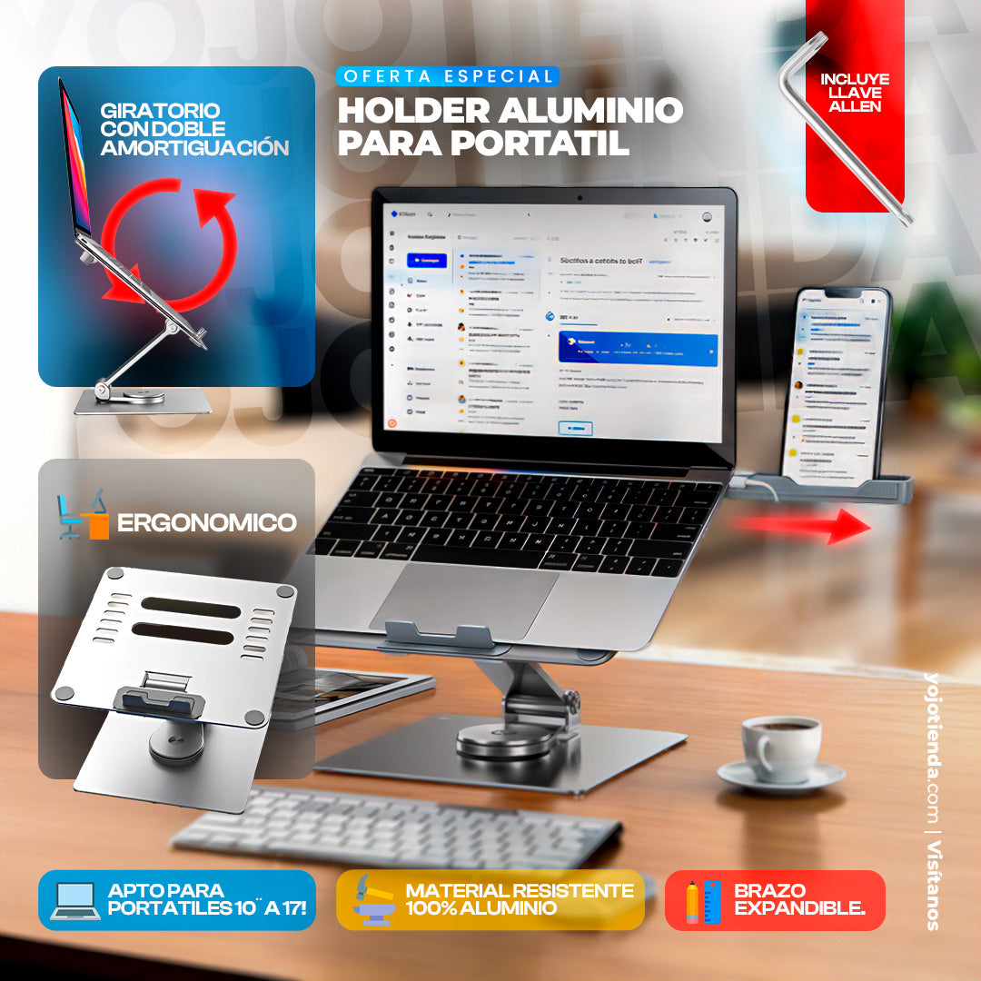 Holder Aluminio Para Portátil 2 En 1