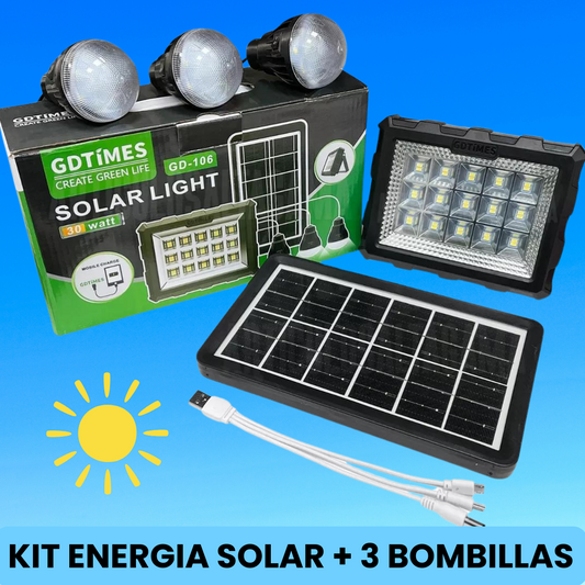 KIT ENERGIA SOLAR + 3 BOMBILLOS