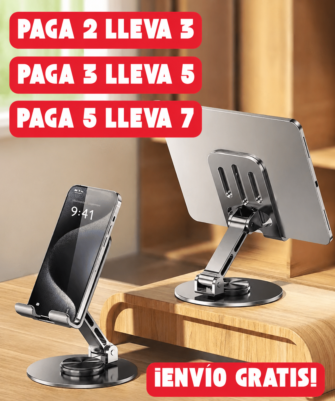 Soporte Metálico Giratorio™ Celular y Tablet