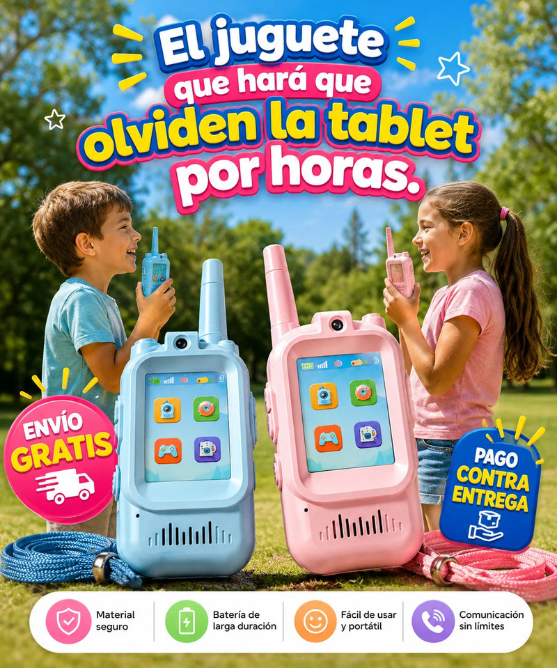 x2 Walkie Talkie Inteligente Para Niños Con Videollamada Pantalla Hd