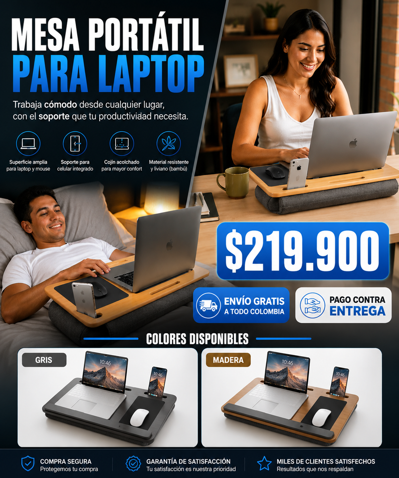 Mesa Portátil Para Laptop Con Almohadas