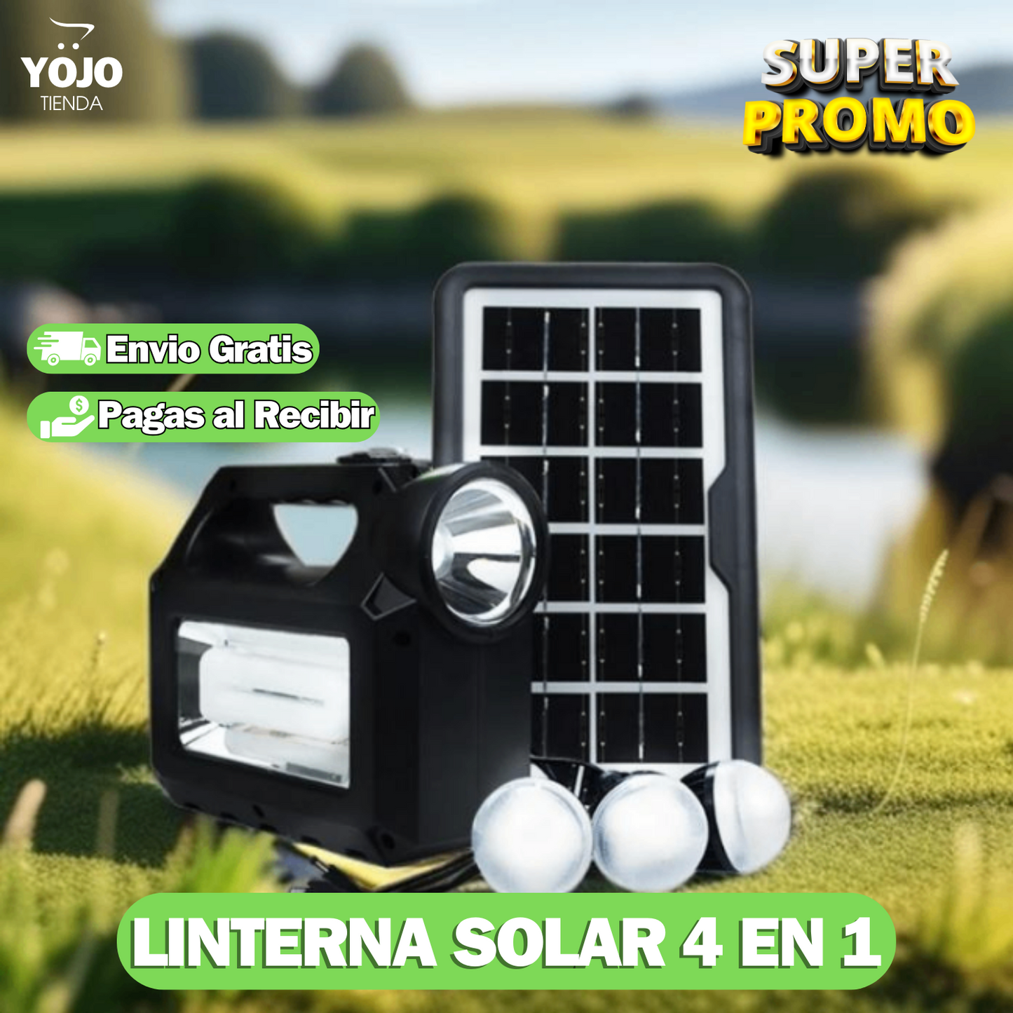 Linterna solar 4 en 1