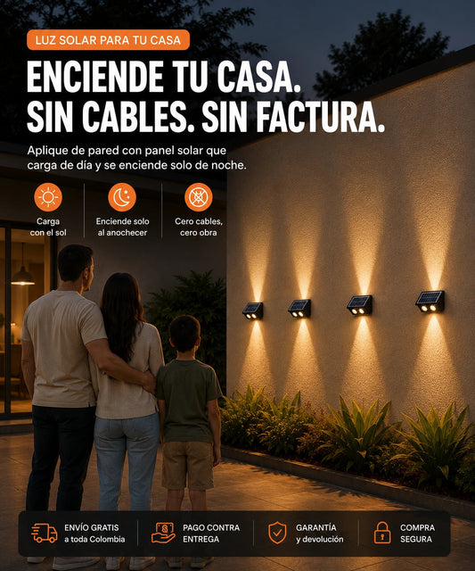 Aplique solar de pared enciende tu casa automaticamente al anochecer