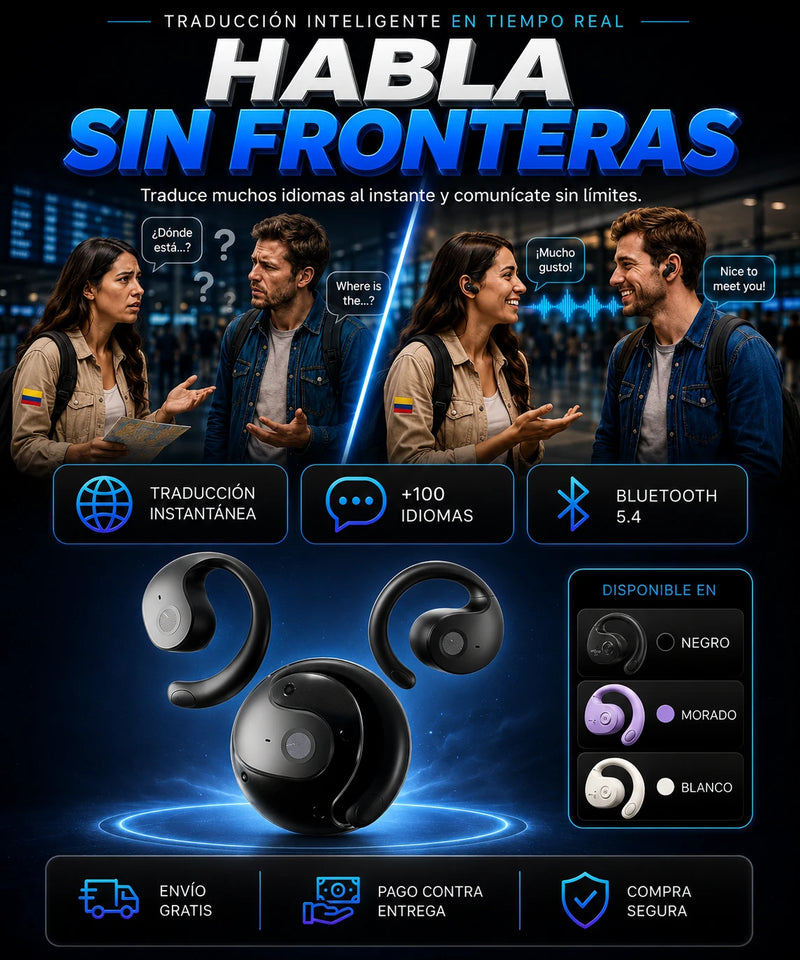 Audifonos De Traduccion Aereos Inalambricos Bt 5.4 Tipo Bola