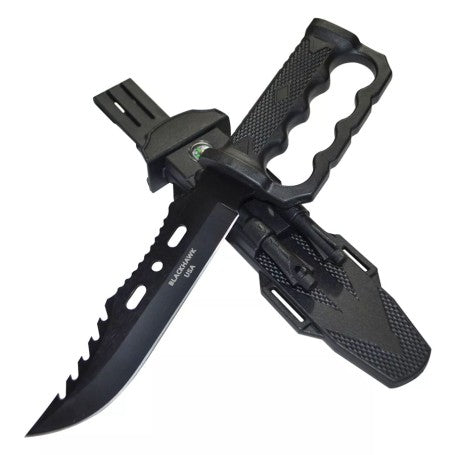 BlackHawk® - Cuchillo Táctico de Supervivencia con Brújula y Pedernal