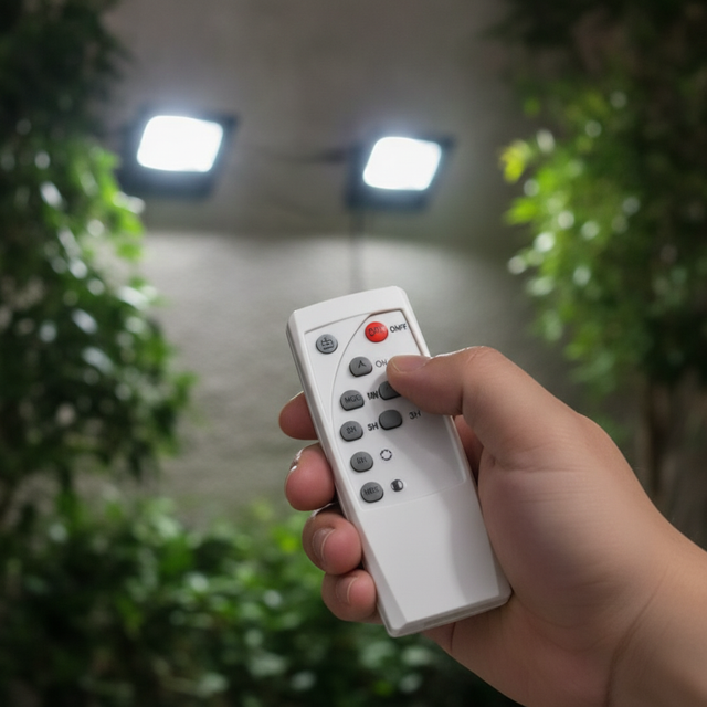 Lampara Duo 30W - usando el control remoto para encender los reflectores