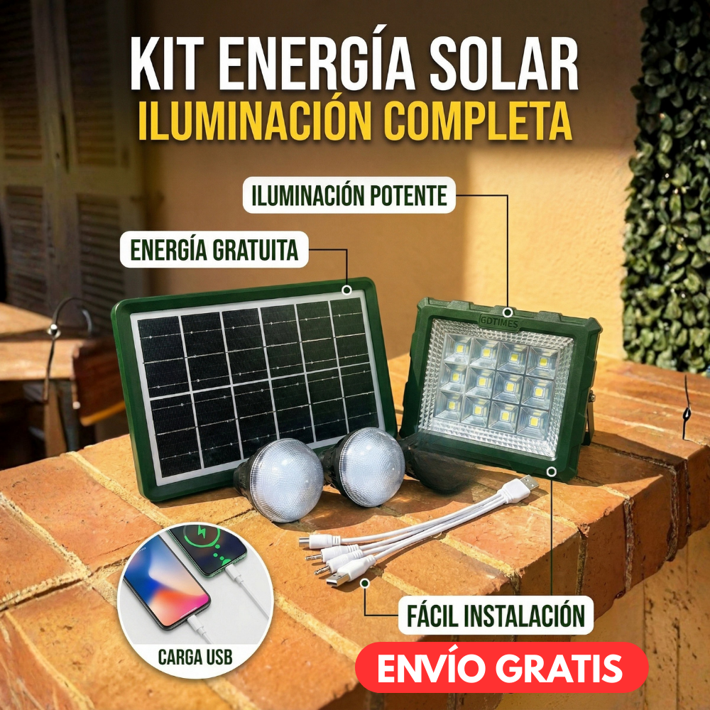KIT ENERGIA SOLAR + 2 BOMBILLOS