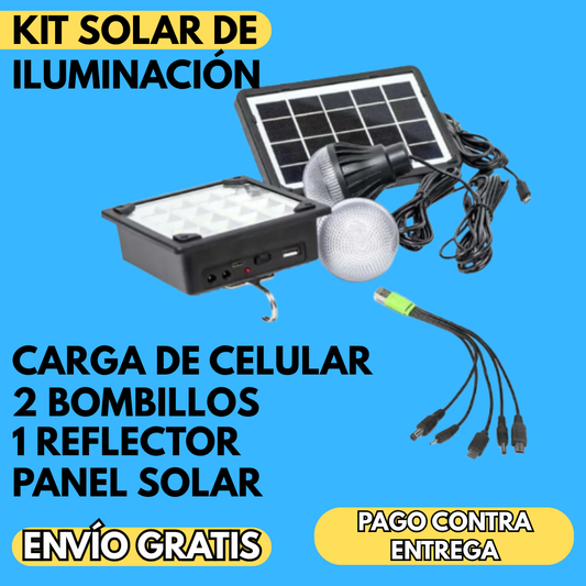 KIT ENERGIA SOLAR + 2 BOMBILLOS