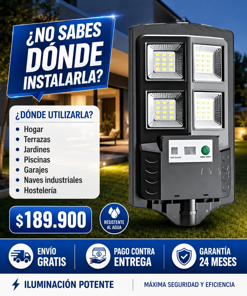 Lámpara Solar Reflector 600W CcLAMP - Sensor de Movimiento + Control Remoto