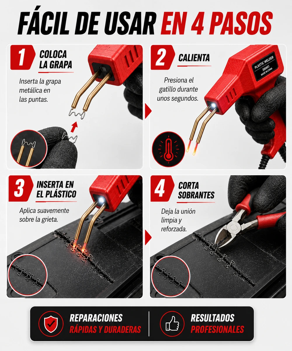 Soldador de plastico - facil de usar en 4 pasos