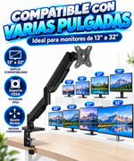 Brazo Metálico Hidráulico Ajustable Para Monitores de 17" a 32"