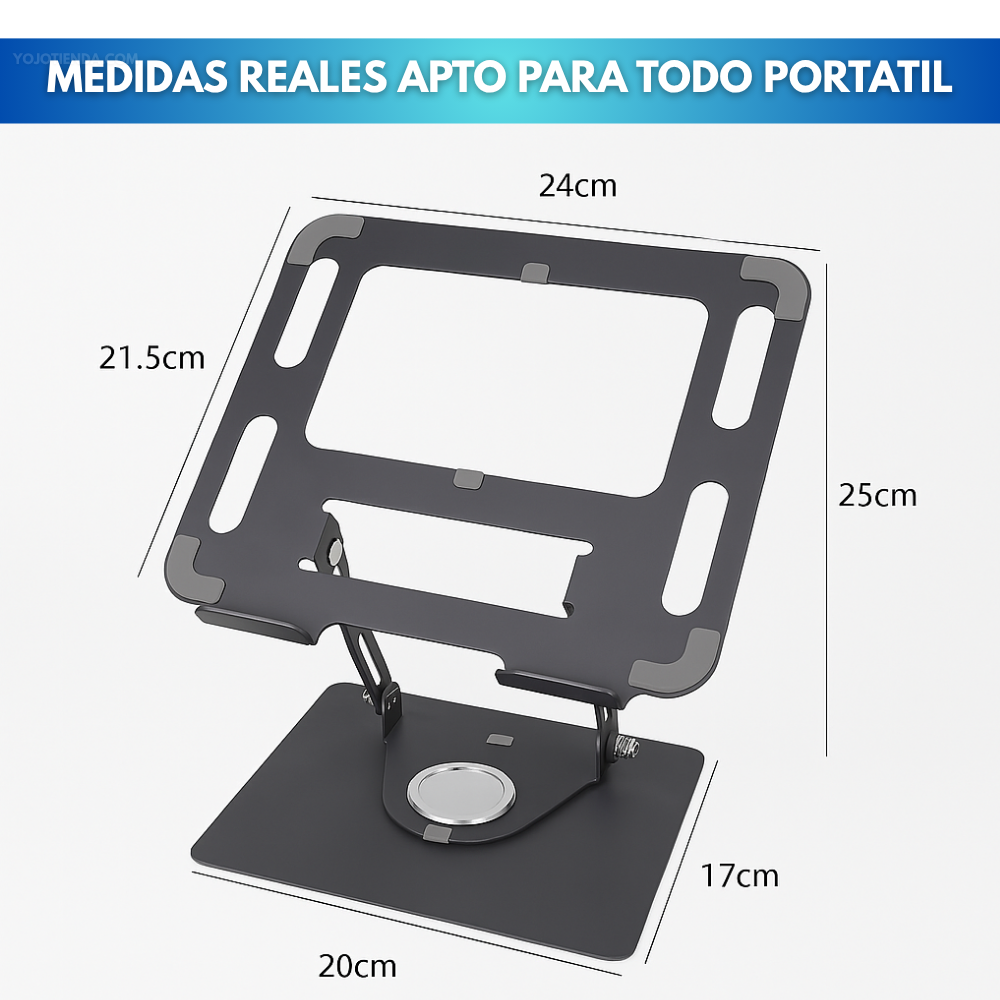 💻Base Giratoria En Aluminio Para MacBook/Laptop Resiste Hasta 17" + Soporte De Celular de Obsequio🎁